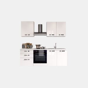 Cozinha com eletrodomésticos GILDA ICE 210cm direita branco brilhante da Conforama, fotografia 1