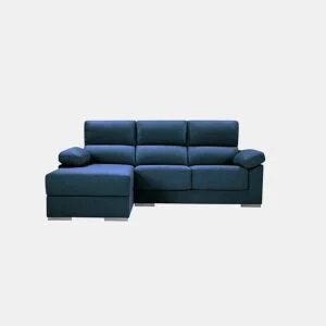 Chaise longue S com baú NOEMI esquerda 3 lugares azul marinho by Conforama, photo 1