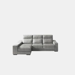 Chaise longue esquerda 4 lugares FULL com 3 puffs cinza claro da Conforama, fotografia 1