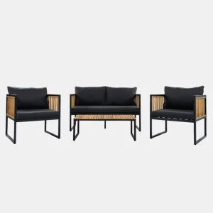 Conjunto de jardim NERJA preto com madeira de acácia by Conforama, photo 1