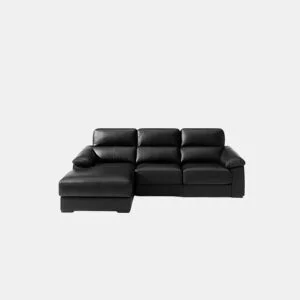 Chaise longue pele WILLY esquerda 4 lugares preto da Conforama, fotografia 1