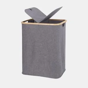 Cesto de roupa ECI em bambu e tecido 67x54x34cm cinza da Conforama, fotografia 1