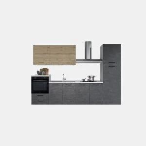 Cozinha com eletrodomésticos GILDA 2.0 300cm esquerda madeira e cinza escuro da Conforama, fotografia 1