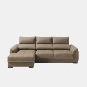 Chaise longue esquerda NAHIA com baú de 4 lugares cor camel by Conforama, photo 1