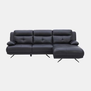 Chaise longue direita em pele KAILUA cor preto da Conforama, fotografia 1