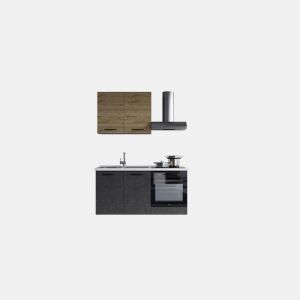 Cozinha com eletrodomésticos GILDA 2.0 150cm esquerda madeira e cinza escuro da Conforama, fotografia 1