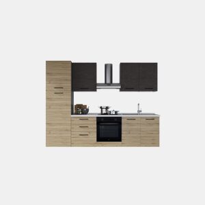Cozinha com eletrodomésticos GILDA 2.0 270cm direita cinza escuro e madeira by Conforama, photo 1