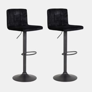 Conjunto de 2 bancos ajustáveis VELVET preto da Conforama, fotografia 1