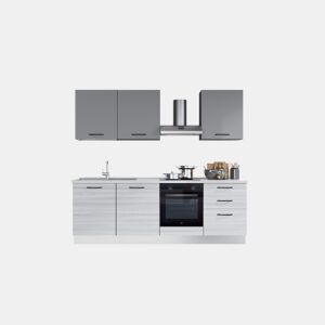Cozinha com eletrodomésticos GILDA 2.0 240cm esquerda cinza claro e madeira cinza da Conforama, fotografia 1