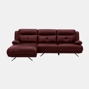 Chaise longue esquerda em pele KAILUA cor vermelho by Conforama, photo 1