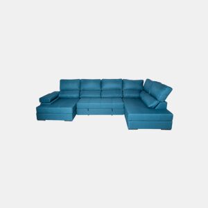 Sofá de canto com cama MARTA dereita 5 lugares azul by Conforama, photo 1