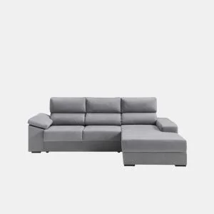 Chaise longue 4 lugares dereita com arrumação RUBIK cor cinza by Conforama, photo 1