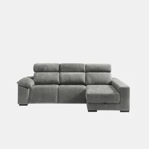 Chaise longue direita com relax elétrico ALL cor cinza claro da Conforama, fotografia 1