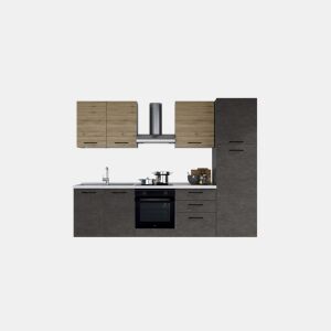Cozinha com eletrodomésticos GILDA 2.0 270cm esquerda madeira e cinza escuro da Conforama, fotografia 1