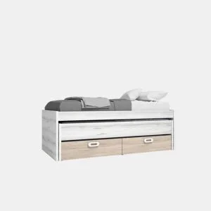 Cama nido MOOD 2 gavetas 90x190cm e 90x180cm branco e castanho by Conforama, photo 1