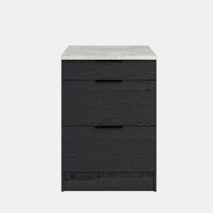 Módulo baixo ANNA 60cm com 3 gavetas cor preto da Conforama, fotografia 1