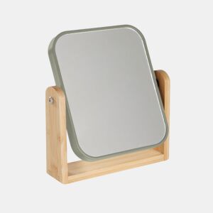 Espelho moldura em plástico e base em bambu 18x21cm verde da Conforama, fotografia 1