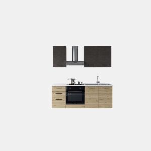 Cozinha com eletrodomésticos GILDA 2.0 195cm direita cinza escuro e madeira by Conforama, photo 1