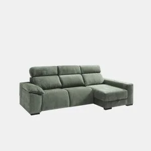 Chaise longue direita com relax elétrico ALL cor verde da Conforama, fotografia 1