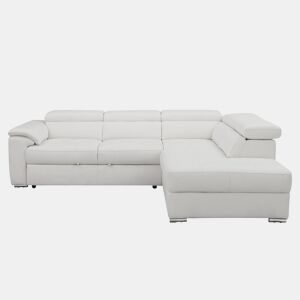 Sofá de canto direito com cama em pele MAYA cor branco by Conforama, photo 1
