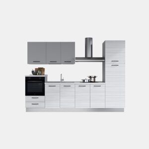 Cozinha com eletrodomésticos GILDA 2.0 300cm esquerda cinza claro e madeira cinza da Conforama, fotografia 1