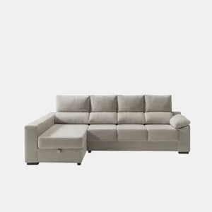 Chaise longue com arrumação PALA reversível 4 lugares vison by Conforama, photo 1