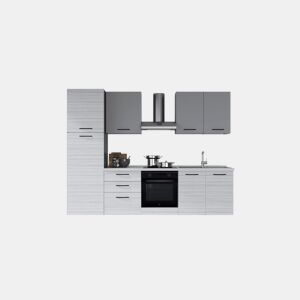 Cozinha com eletrodomésticos GILDA 2.0 270cm direita cinza claro e madeira cinza by Conforama, photo 1