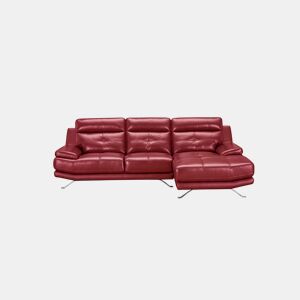 Chaise longue de pele 4 lugares HAWAI lado direito cor vermelha da Conforama, fotografia 1
