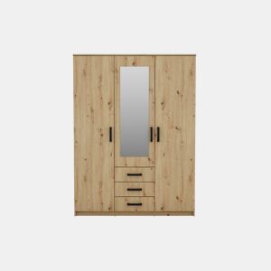 Roupeiro DUNA 3 portas batentes com espelho 150x200cm carvalho by Conforama, photo 1