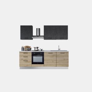 Cozinha com eletrodomésticos GILDA 2.0 240cm direita cinza escuro e madeira by Conforama, photo 1