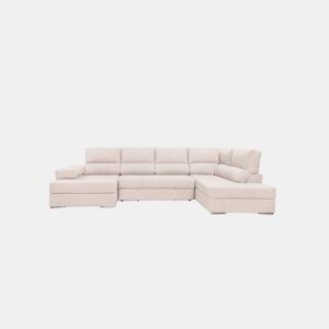 Sofá de canto com cama 5 lugares BARI XXL lado direito cor bege by Conforama, photo 1