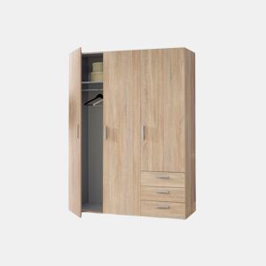 Roupeiro BROOKLYN portas batentes e 3 gavetas 139x185cm carvalho by Conforama, photo 1