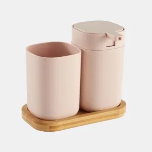 Conjunto de banho WASHBASIN saboneteira e copo rosa by Conforama, photo 1