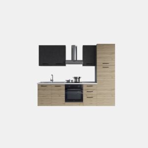 Cozinha com eletrodomésticos GILDA 2.0 255cm esquerda cinza escuro e madeira da Conforama, fotografia 1