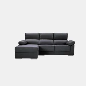 Chaise longue S com baú NOEMI esquerda 3 lugares antracite da Conforama, fotografia 1