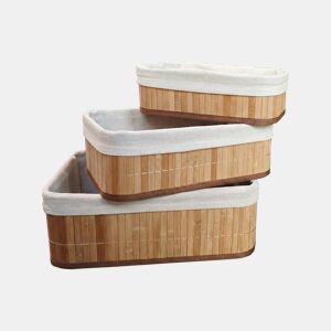 Conjunto de 3 cestos em bambu MAR 33x23x12cm natural e branco da Conforama, fotografia 1