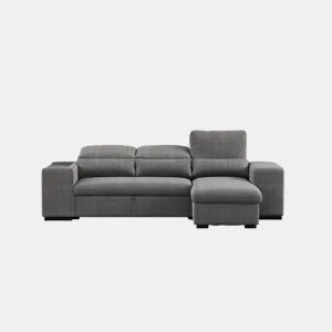 Chaise longue com cama HOXTON reversível 4 lugares cinza da Conforama, fotografia 1