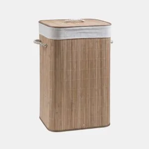 Cesto para roupa suja em bambu CORA 40x30x60cm natural e branco da Conforama, fotografia 1