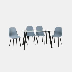Conjunto de sala AMINA 1 mesa e 4 cadeiras cinza by Conforama, photo 1