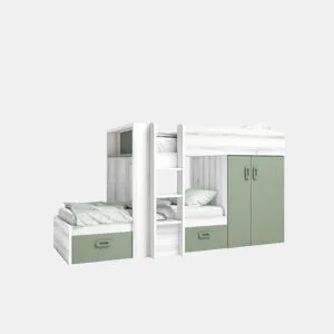 Beliche trem 90x190cm MOOD branco e verde by Conforama, photo 1