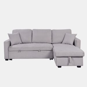 Chaise longue reversível com cama LUCY cor cinza claro da Conforama, fotografia 1