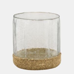 Castiçal MAUIA em vidro e seagrass 19cm da Conforama, fotografia 1