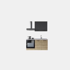 Cozinha com eletrodomésticos GILDA 2.0 150cm direita cinza escuro e madeira by Conforama, photo 1