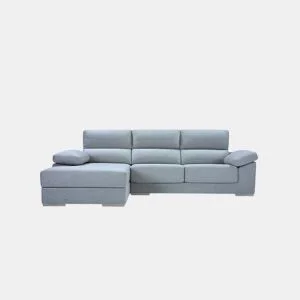 Chaise longue XL com arca NOEMI esquerda 4 lugares azul claro da Conforama, fotografia 1