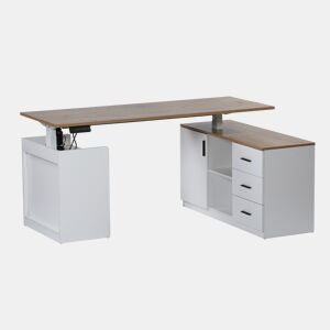 Secretária TANAMAZE 160x74x110cm branco e carvalho by Conforama, photo 1