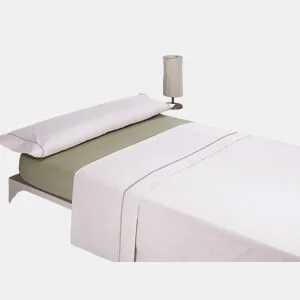 Jogo de lençóis SILK cama 135cm cor branca e verde da Conforama, fotografia 1