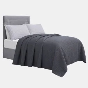 Colcha de algodão COTTON para cama de 150cm cinza esacuro da Conforama, fotografia 1