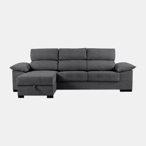 Chaise longue LUCAS reversível 3 lugares cinza escuro da Conforama, fotografia 1
