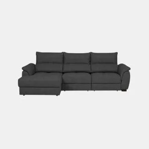Chaise longue BENSON com cama esquerda 4 lugares preto da Conforama, fotografia 1