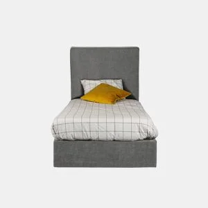 Cama com cabeceira roler LUNEA 95x110x205cm cinza da Conforama, fotografia 1